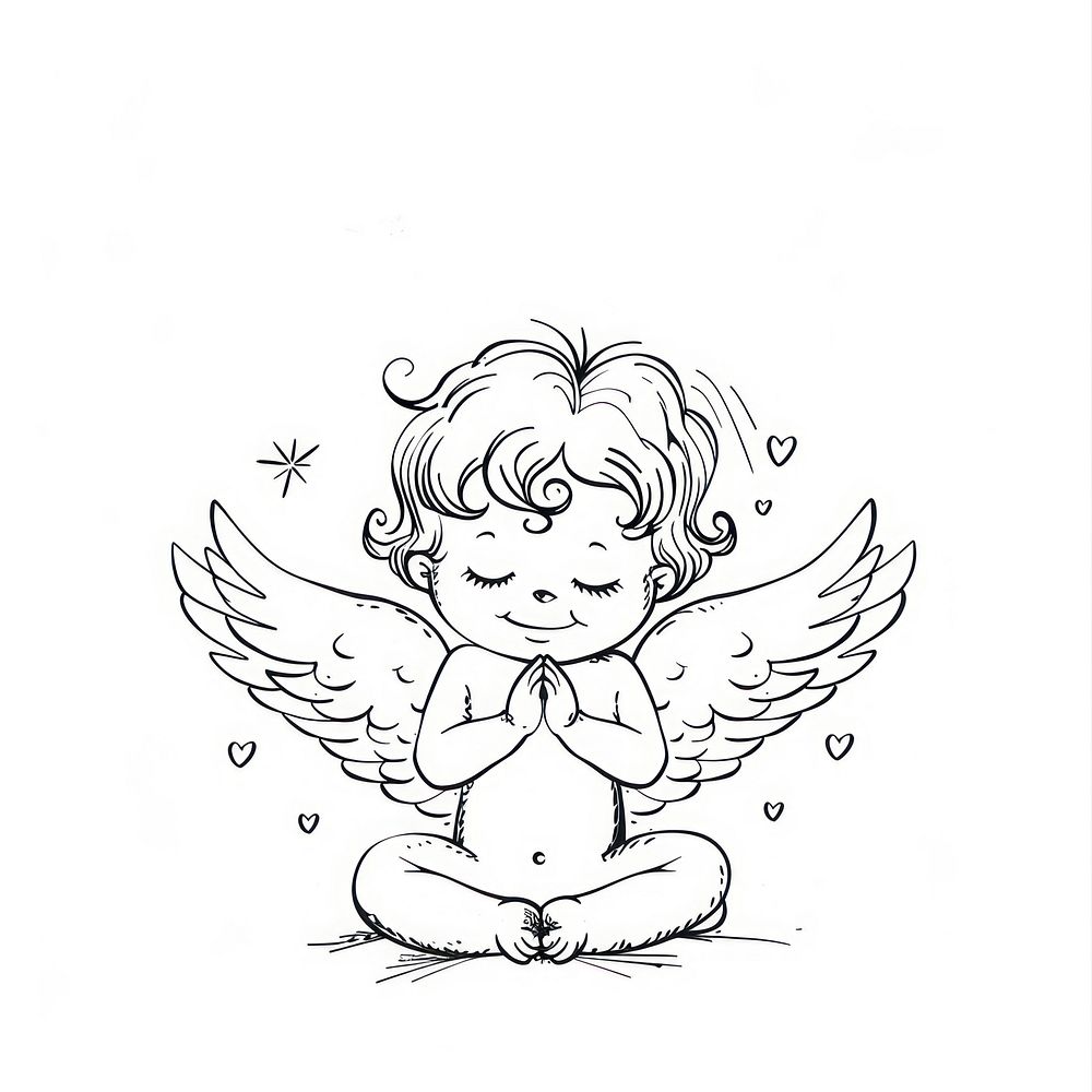 Cherub doodle illustrated drawing sketch.