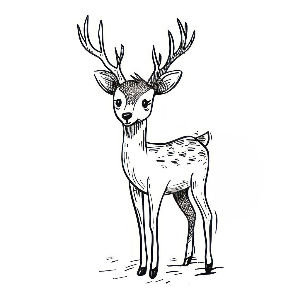 Deer doodle illustrated wildlife kangaroo.