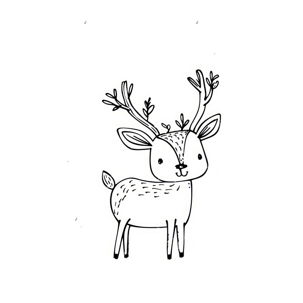 Deer doodle illustrated wildlife antelope.