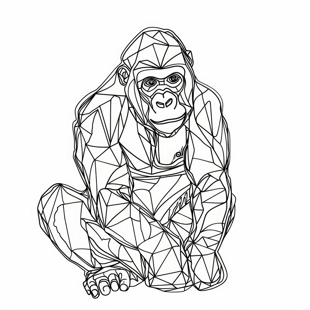 Gorilla doodle drawing monkey mammal.