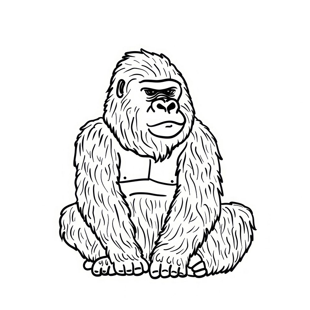 Gorilla doodle drawing mammal sketch. | Premium Photo Illustration ...