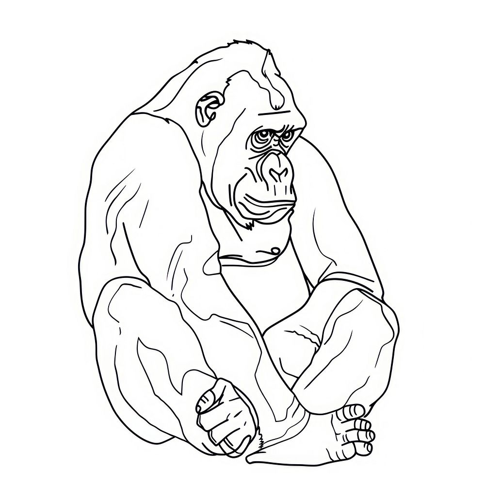 Gorilla doodle drawing animal mammal.