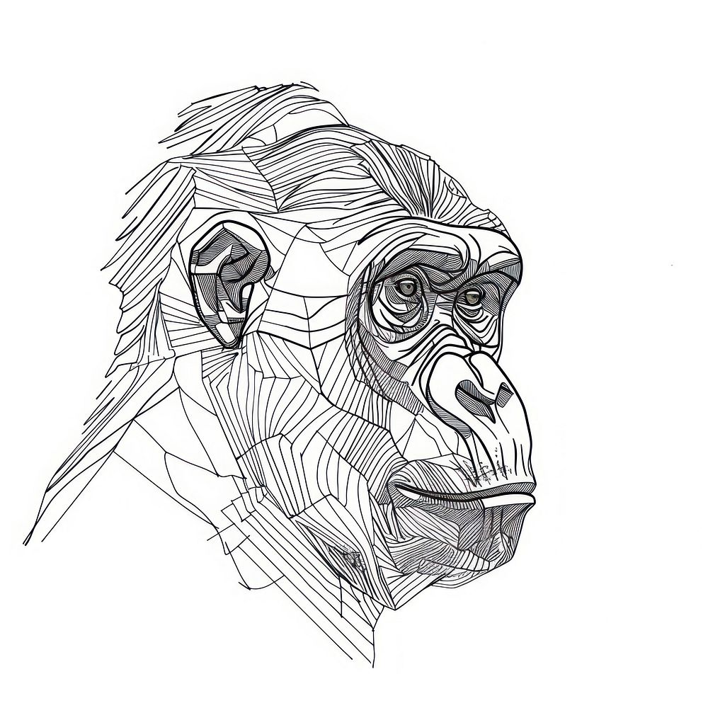 Gorilla doodle wildlife drawing animal.