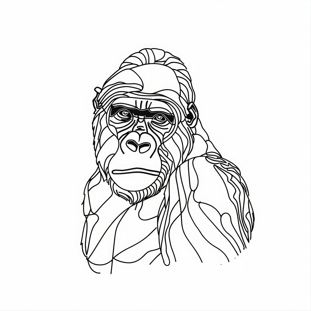 Gorilla doodle drawing mammal animal. | Premium Photo Illustration ...