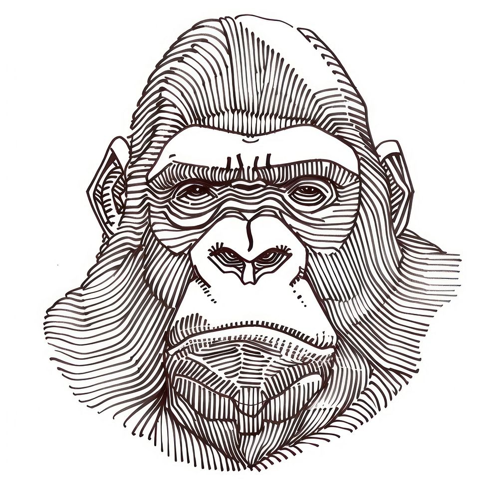 Gorilla doodle drawing animal mammal. | Free Photo Illustration - rawpixel