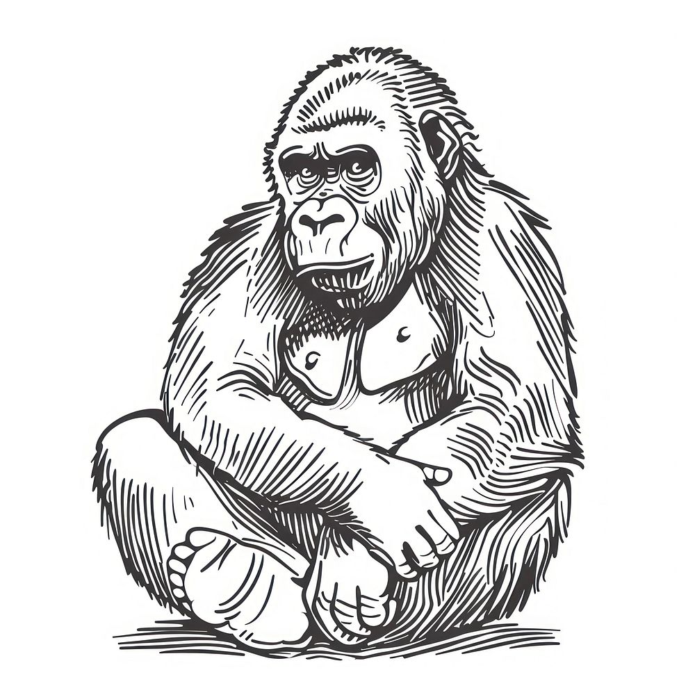 Gorilla doodle mammal animal ape.
