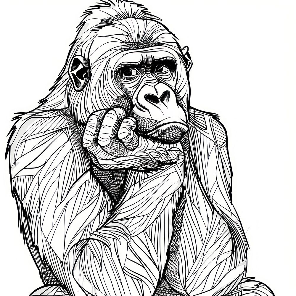 Gorilla doodle drawing mammal animal.
