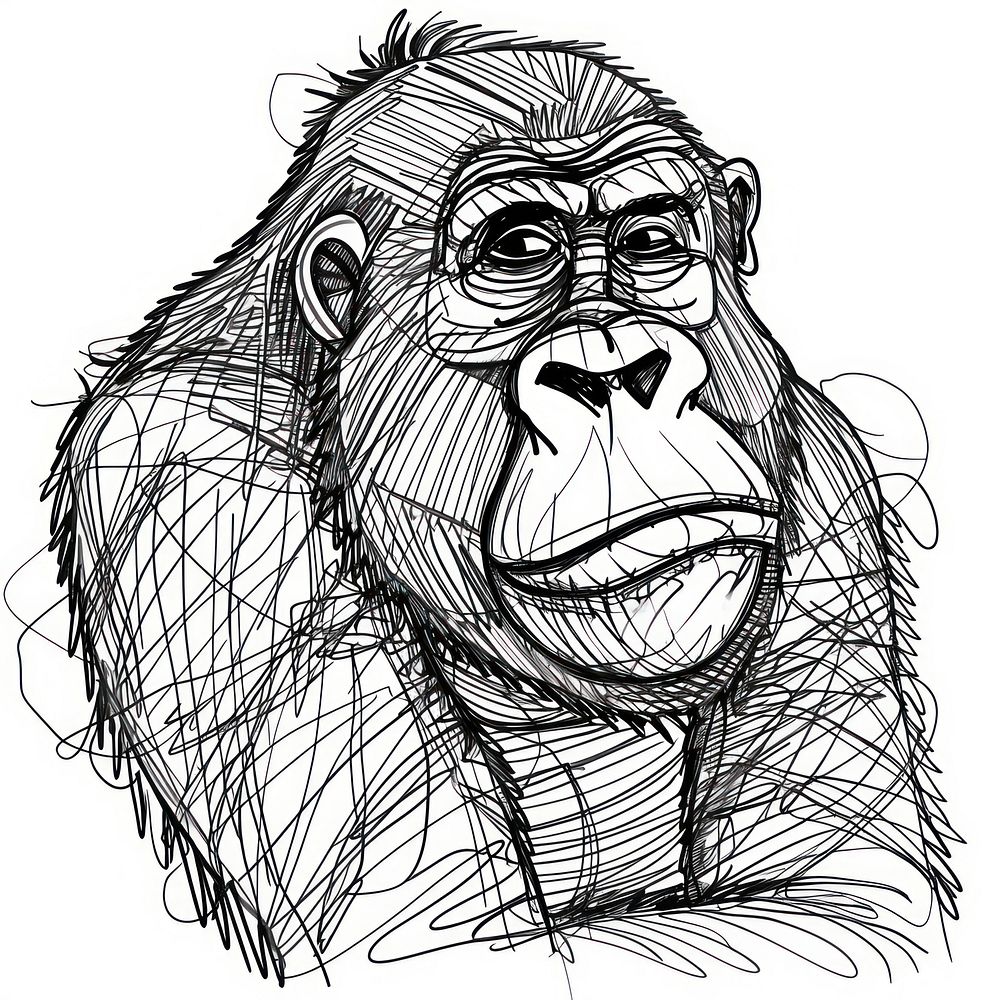 Gorilla doodle drawing mammal animal.