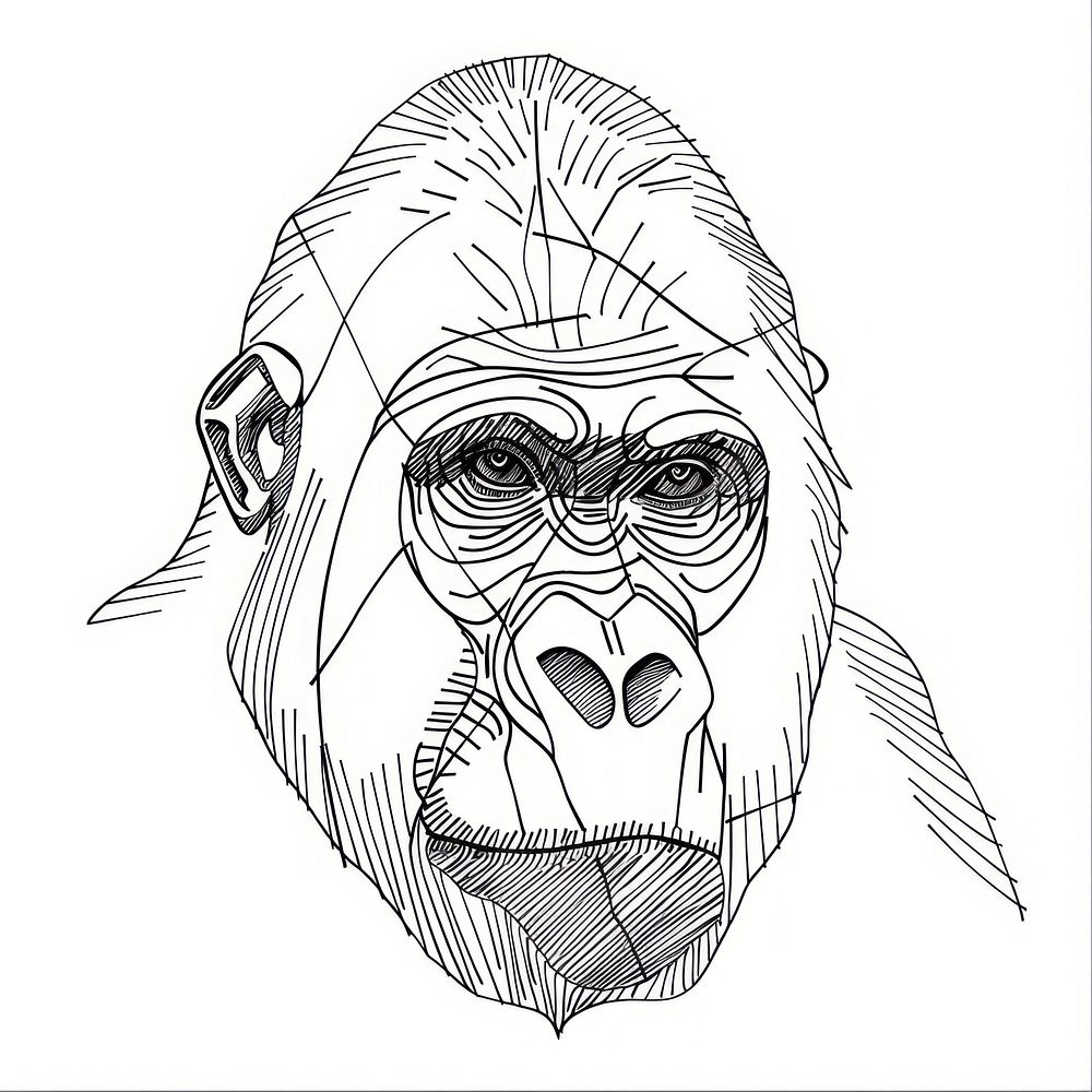 Gorilla doodle wildlife drawing animal.