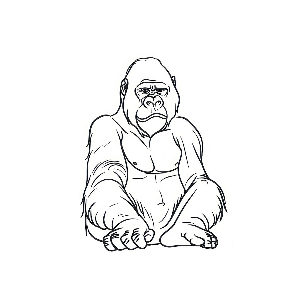 Gorilla doodle drawing mammal sketch.