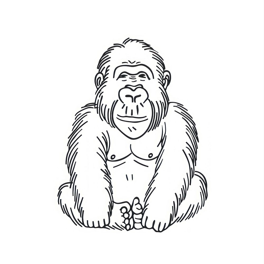 Gorilla doodle wildlife drawing mammal.