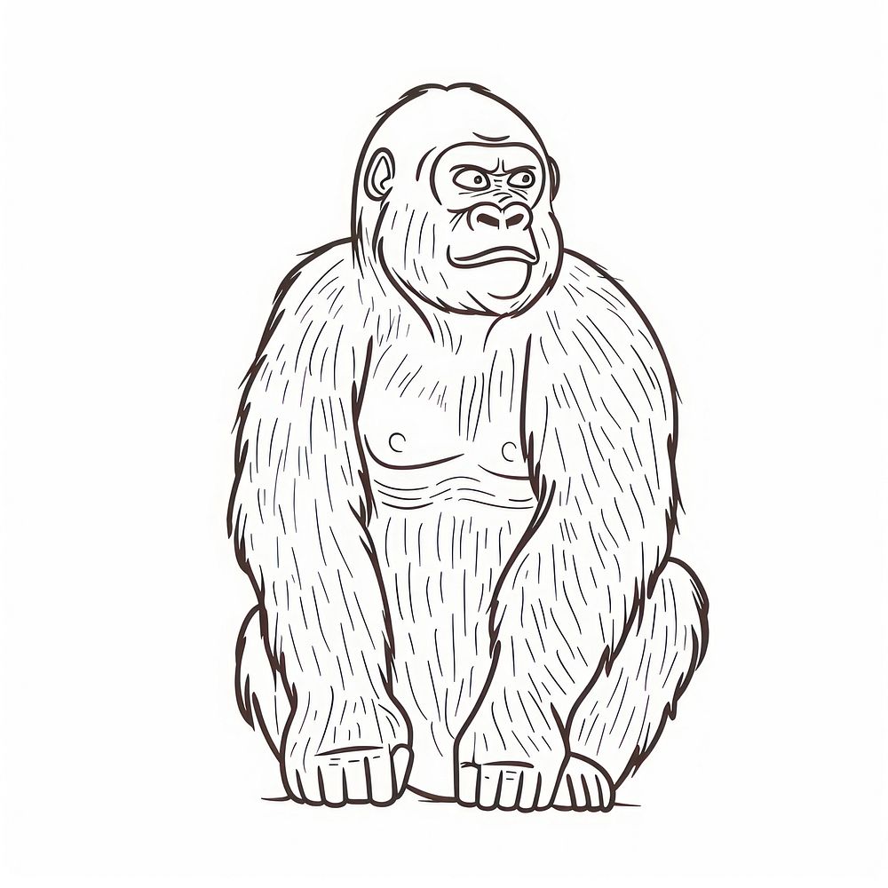 Gorillas doodle drawing mammal animal.