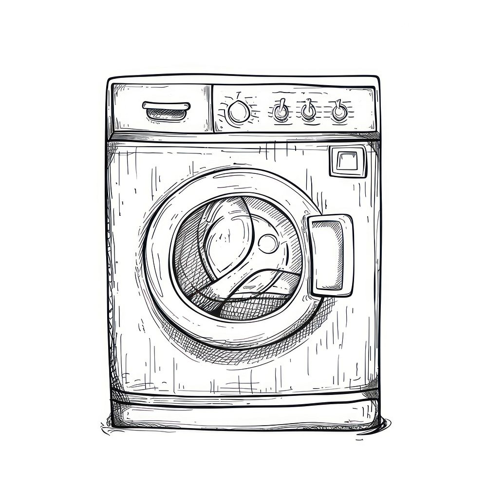 Washing machine doodle appliance drawing sketch.