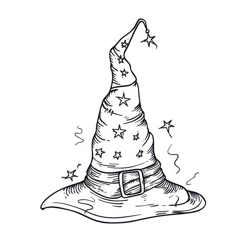 Wizard hat doodle drawing sketch line.
