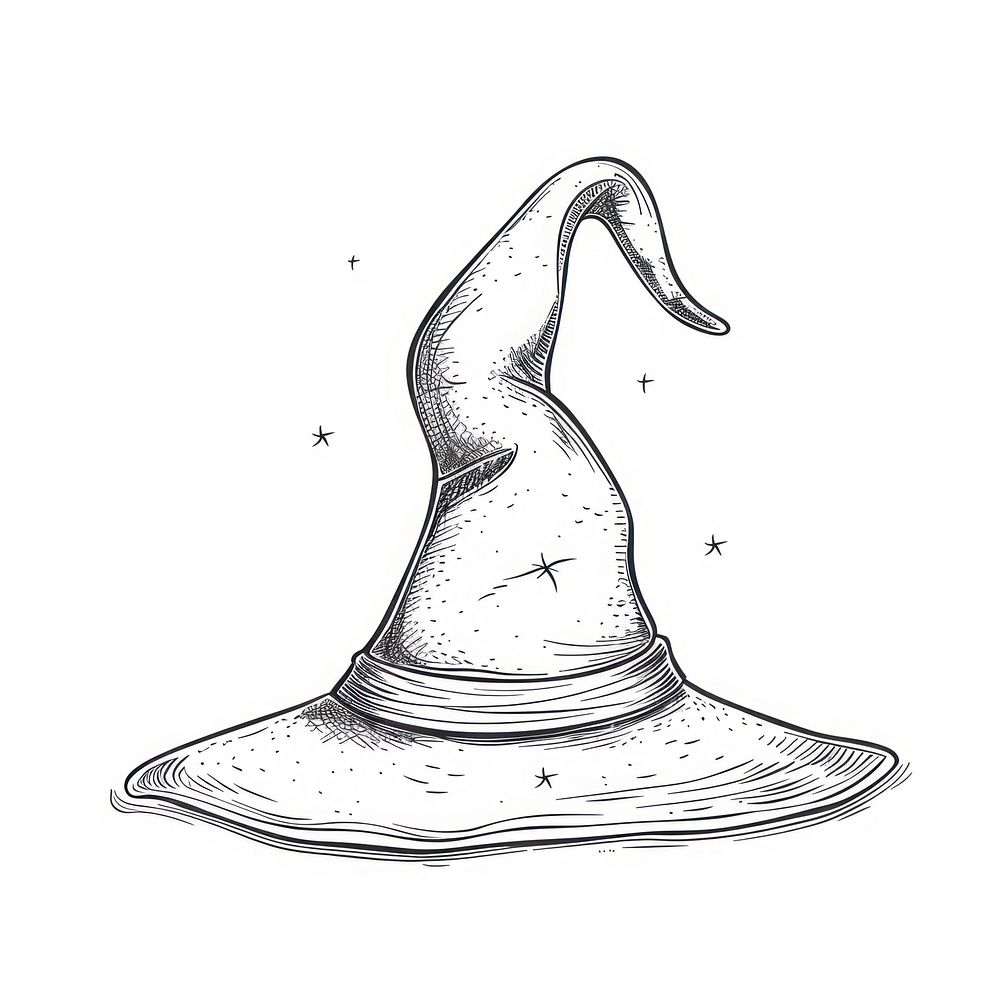 Wizard hat doodle drawing sketch illustrated.