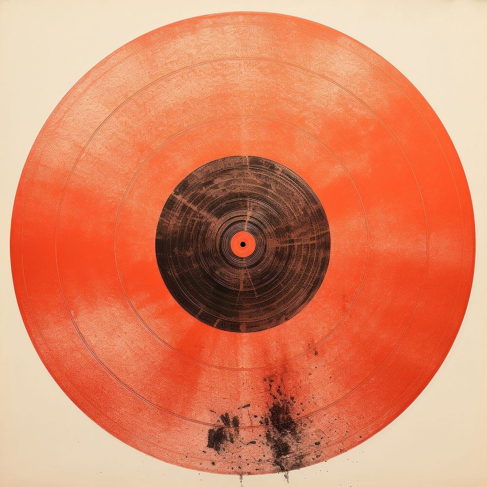 Vinyl art red concentric.