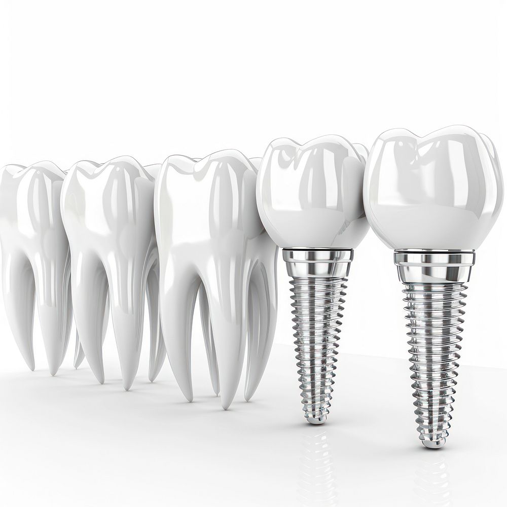 Teeth with implant screw machine glass dental health.