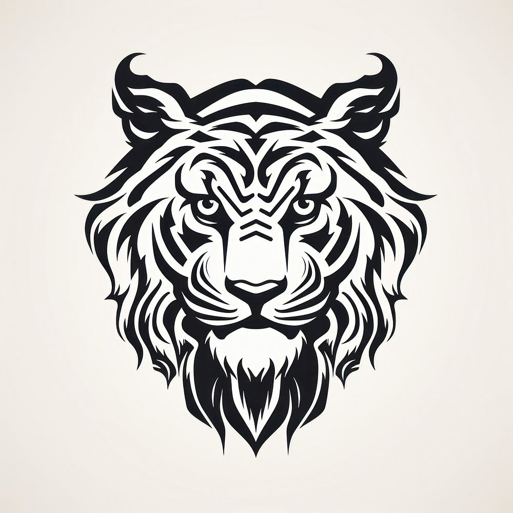 Tiger logo wildlife stencil.