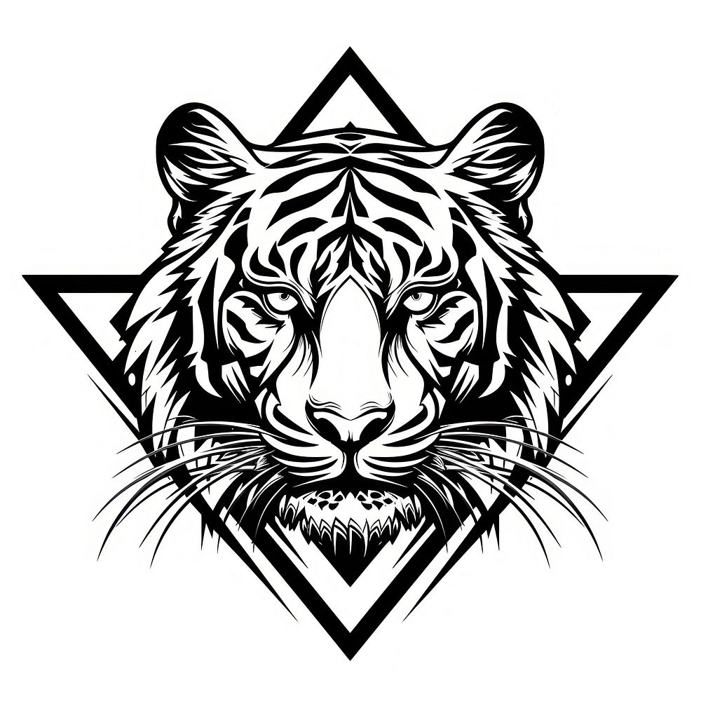 Tiger logo stencil symbol.