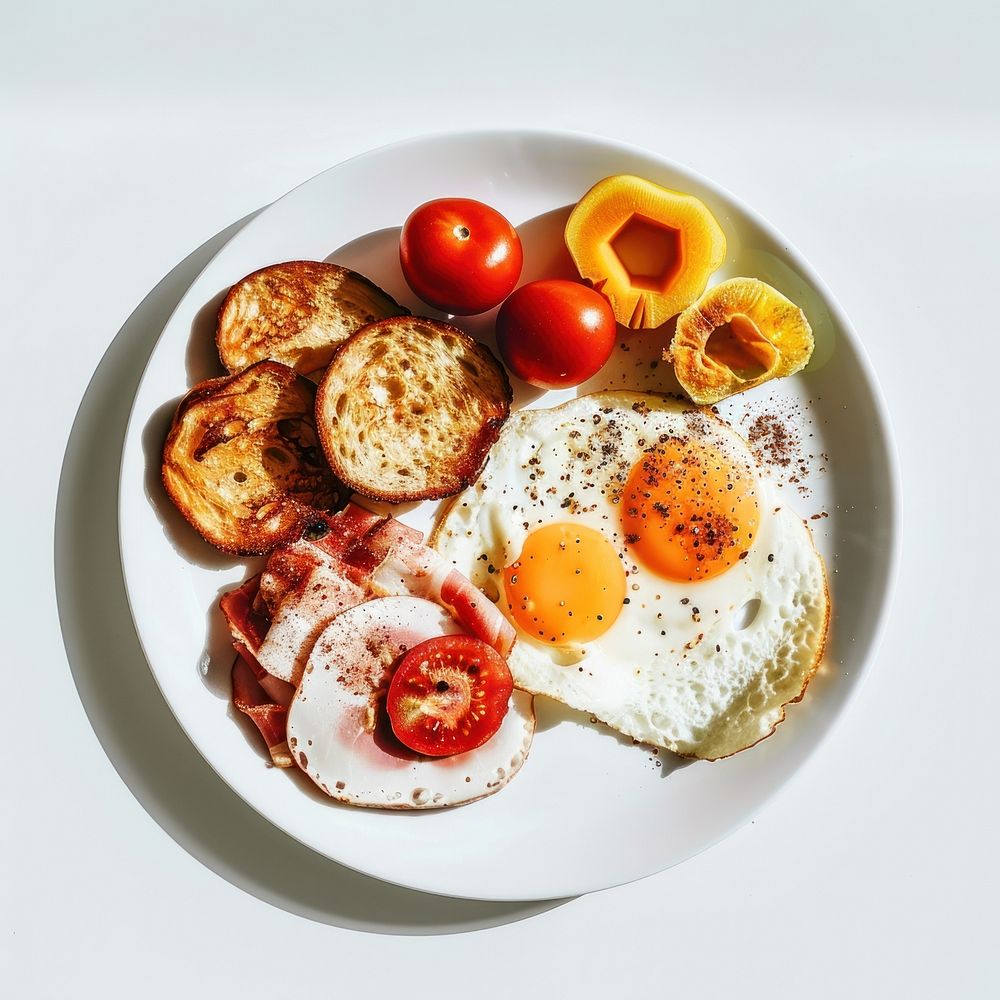 American Breakfast breakfast plate food.