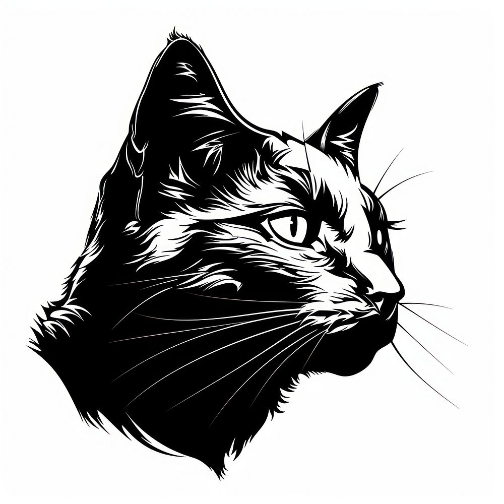 Black cat illustrated stencil drawing.