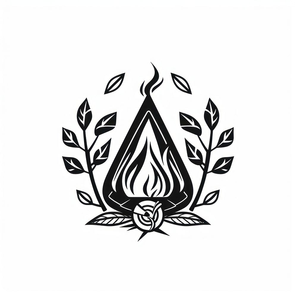Campfire stencil emblem symbol.