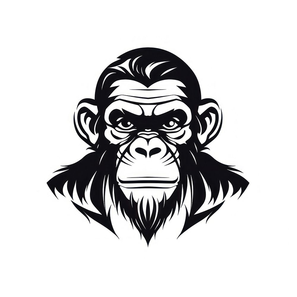 Chimpanzee wildlife stencil animal.