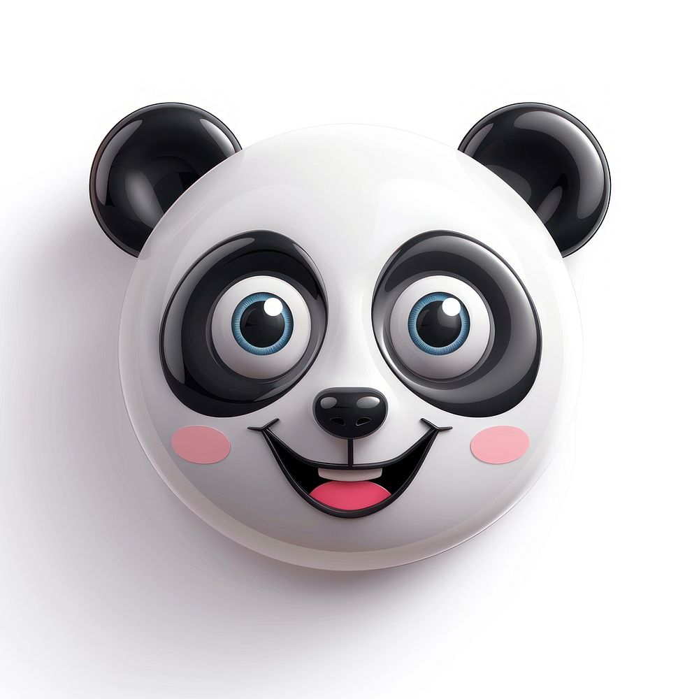 Cute panda face cute toy white background.