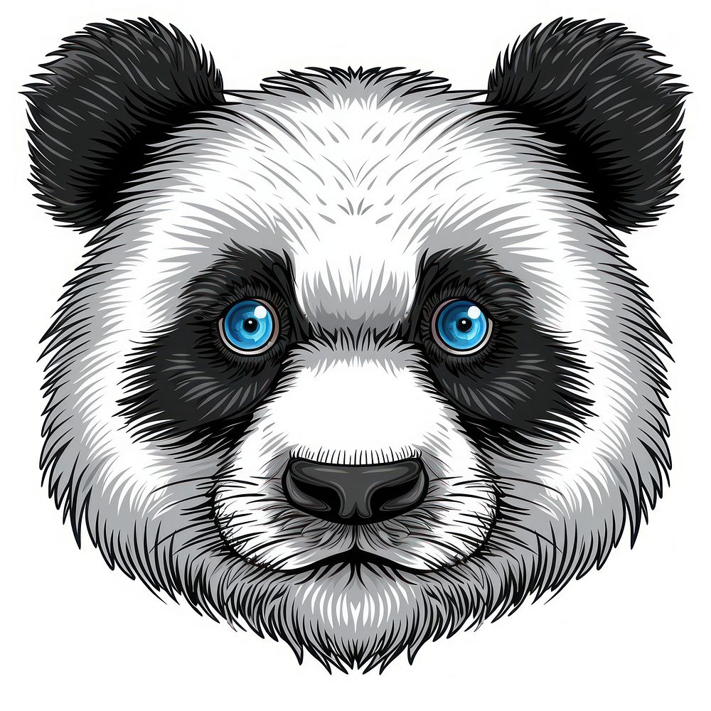 Cute panda face drawing mammal animal.
