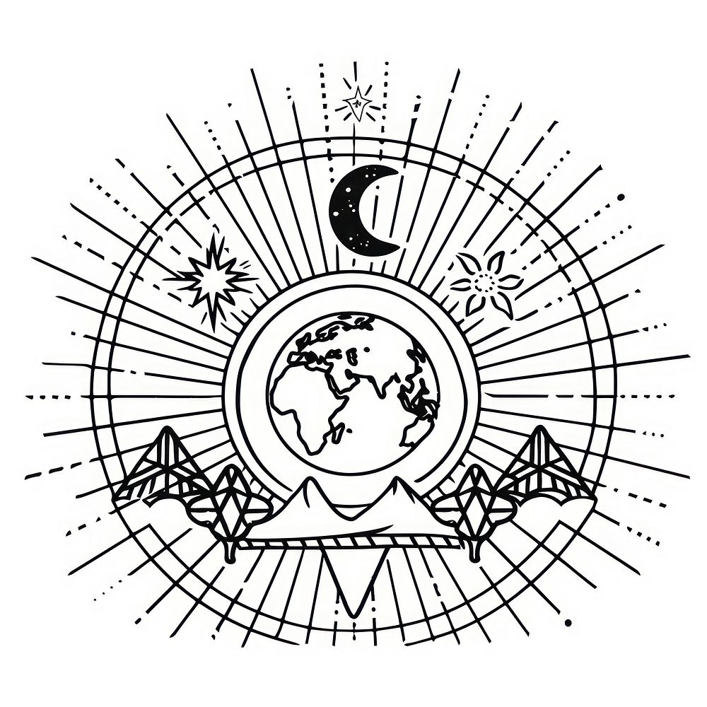 Earth illustrated drawing emblem.