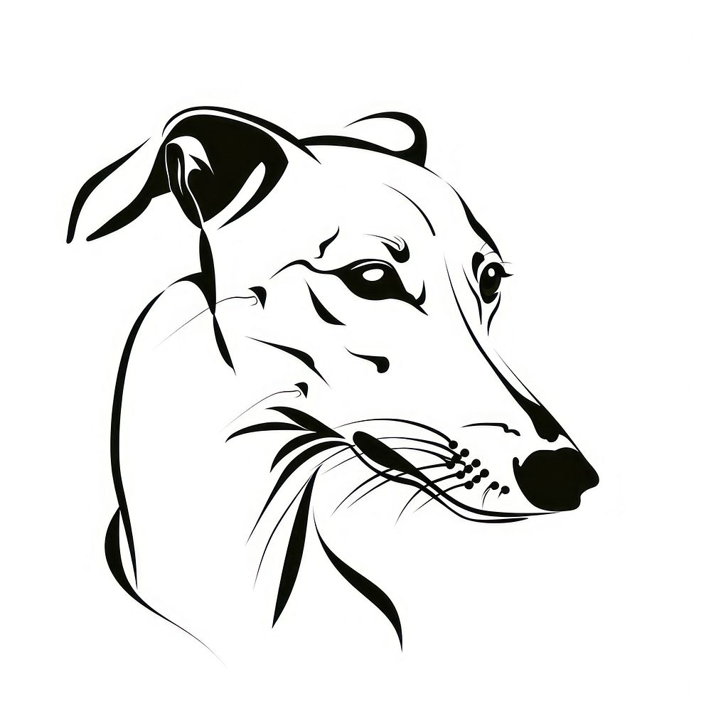 Greyhound illustrated stencil drawing.