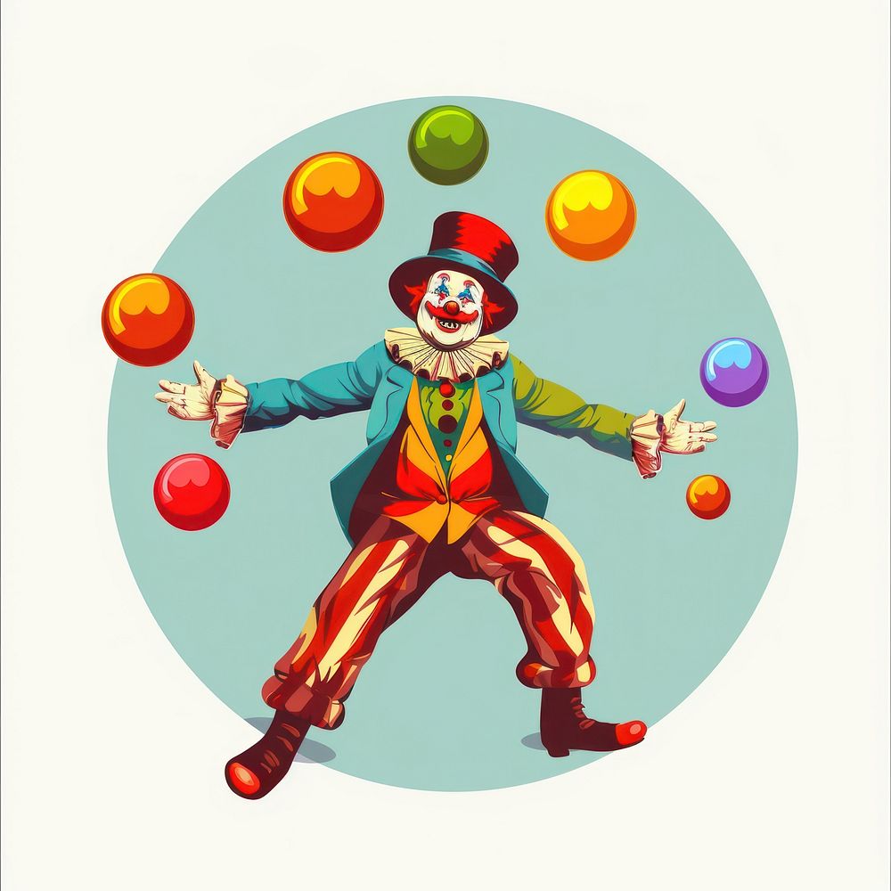 A juggling clown colorful fun celebration creativity.