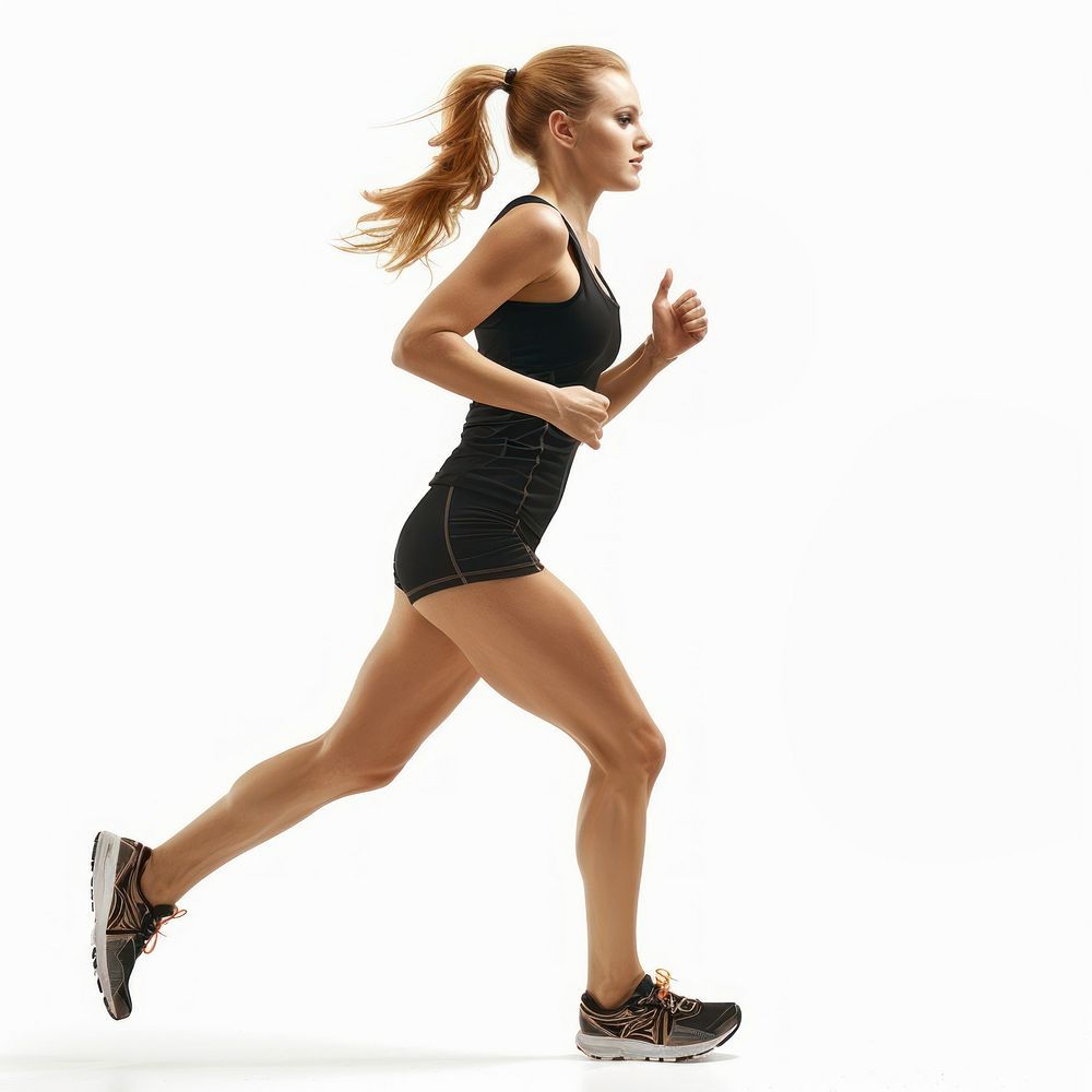 A woman running clothing footwear exercise.