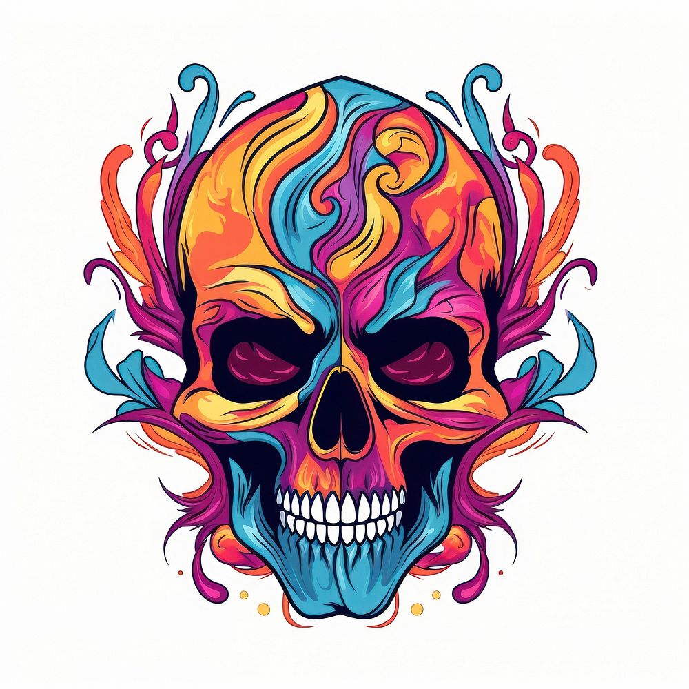 Skull illustrated graphics painting.