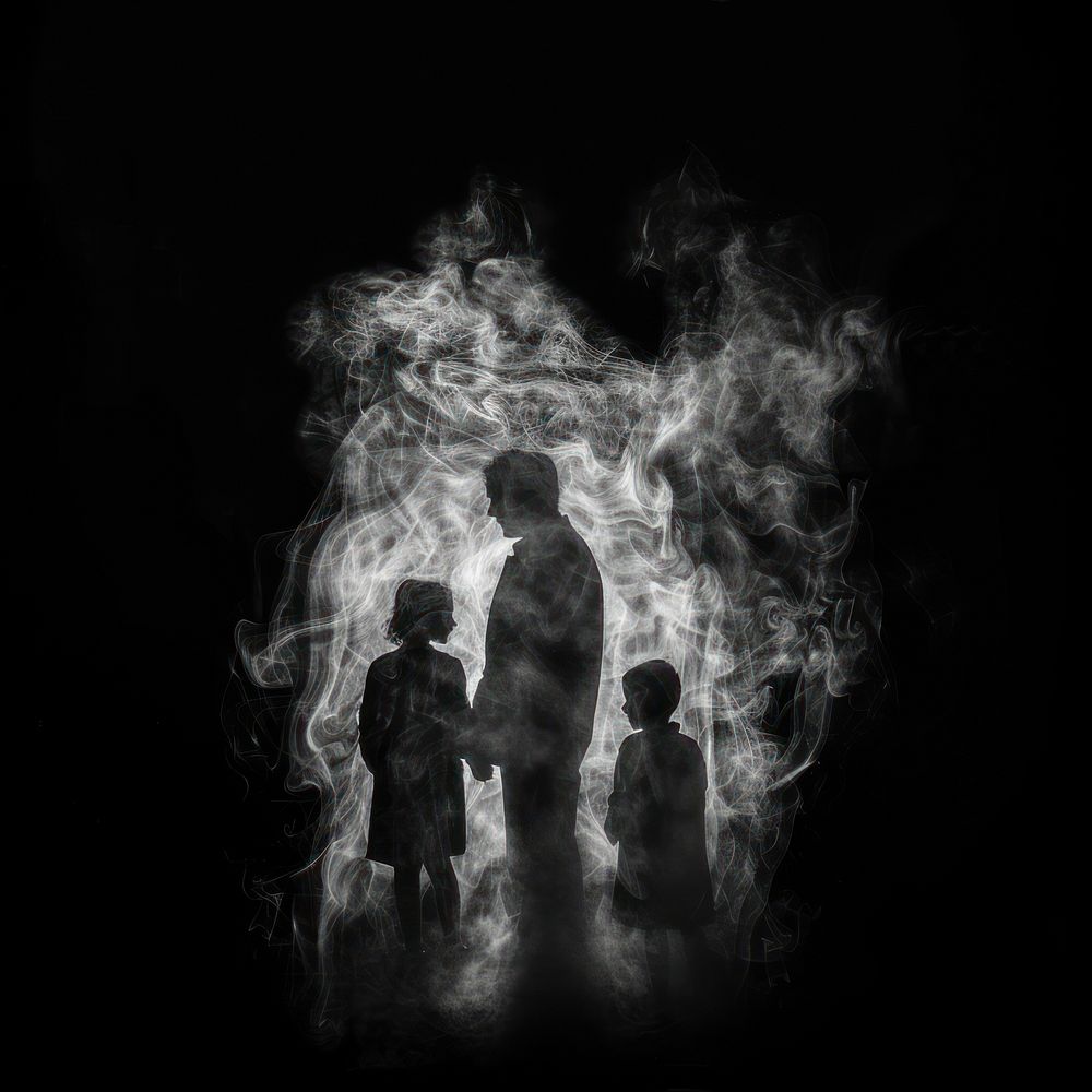 The isolated a family shape minimal smoke effect silhouette bonfire person.