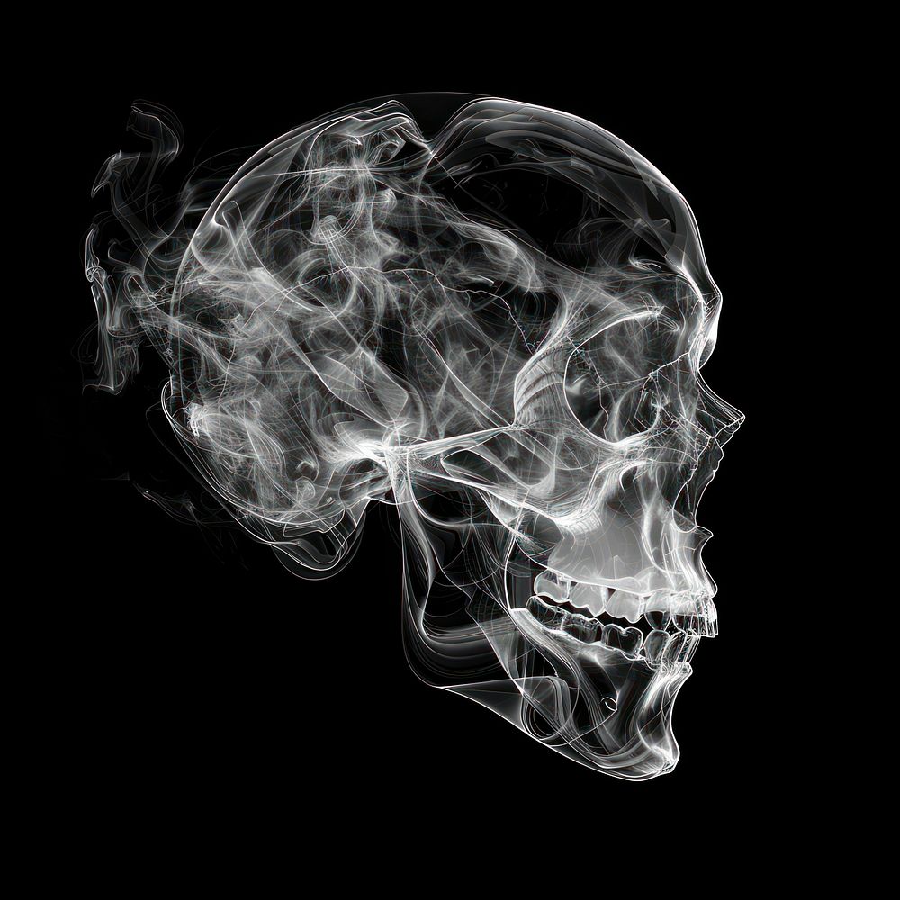 The isolated skull shape minimal smoke effect chandelier lamp.