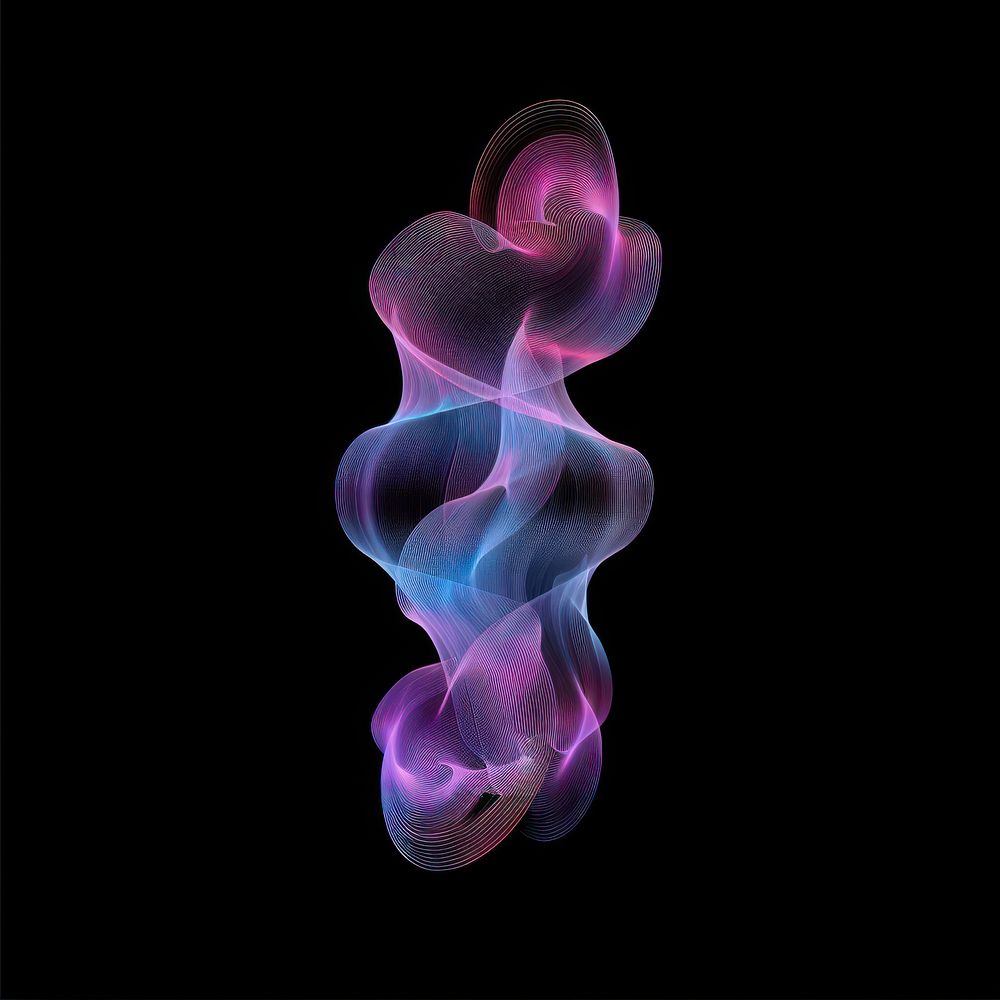 Isolated minimal mathematical simple shape smoke effect chandelier purple lamp.
