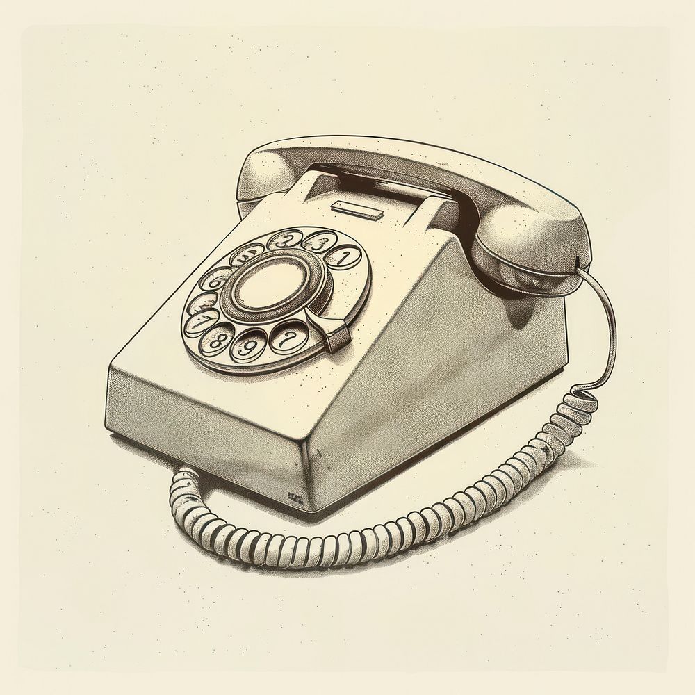 Vintage illustration of vintage phone electronics dial telephone.