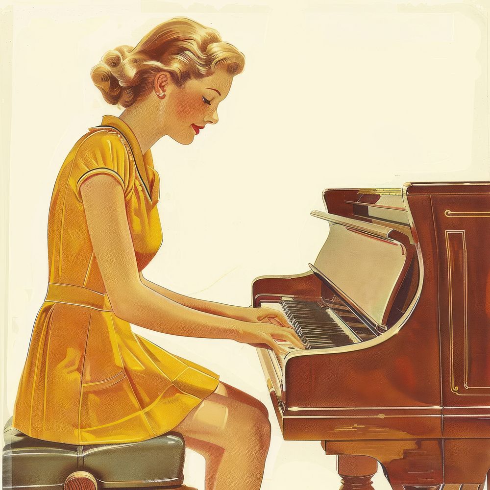 Woman playing piano recreation performer keyboard.