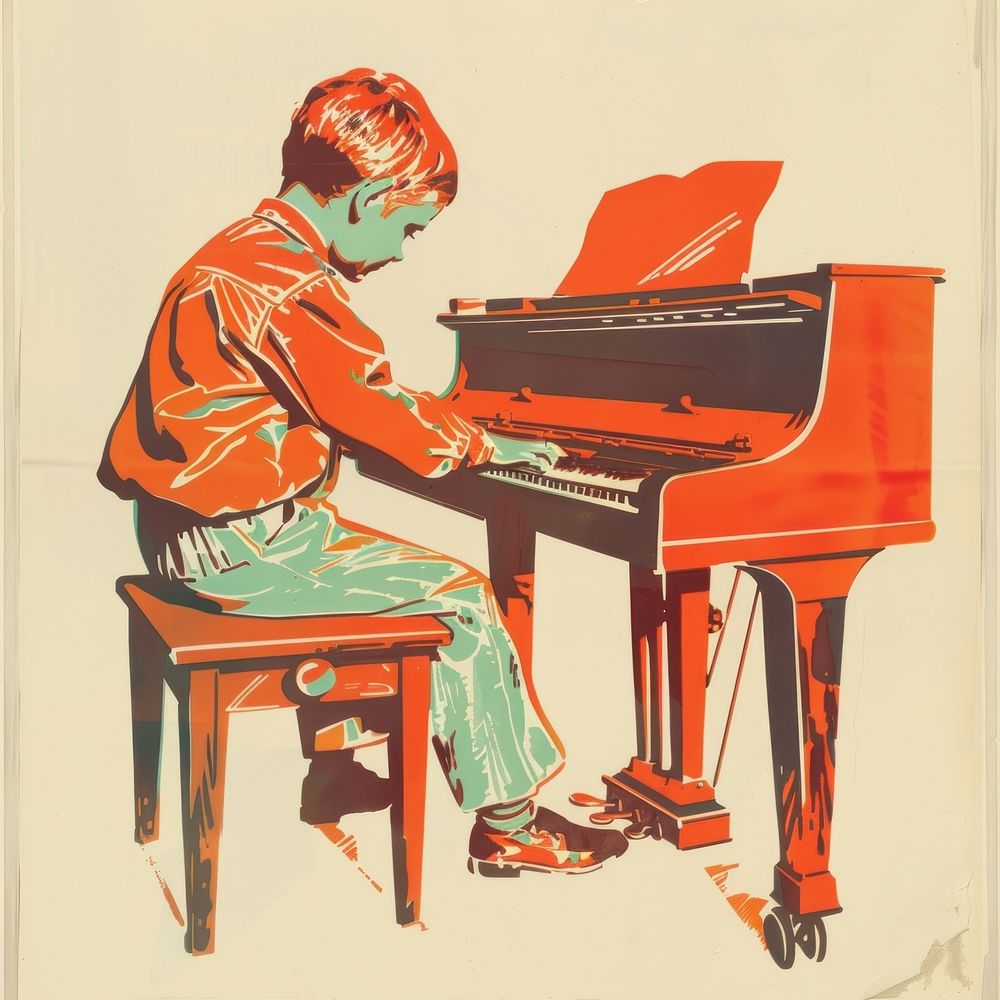 Kid playing piano recreation performer keyboard.