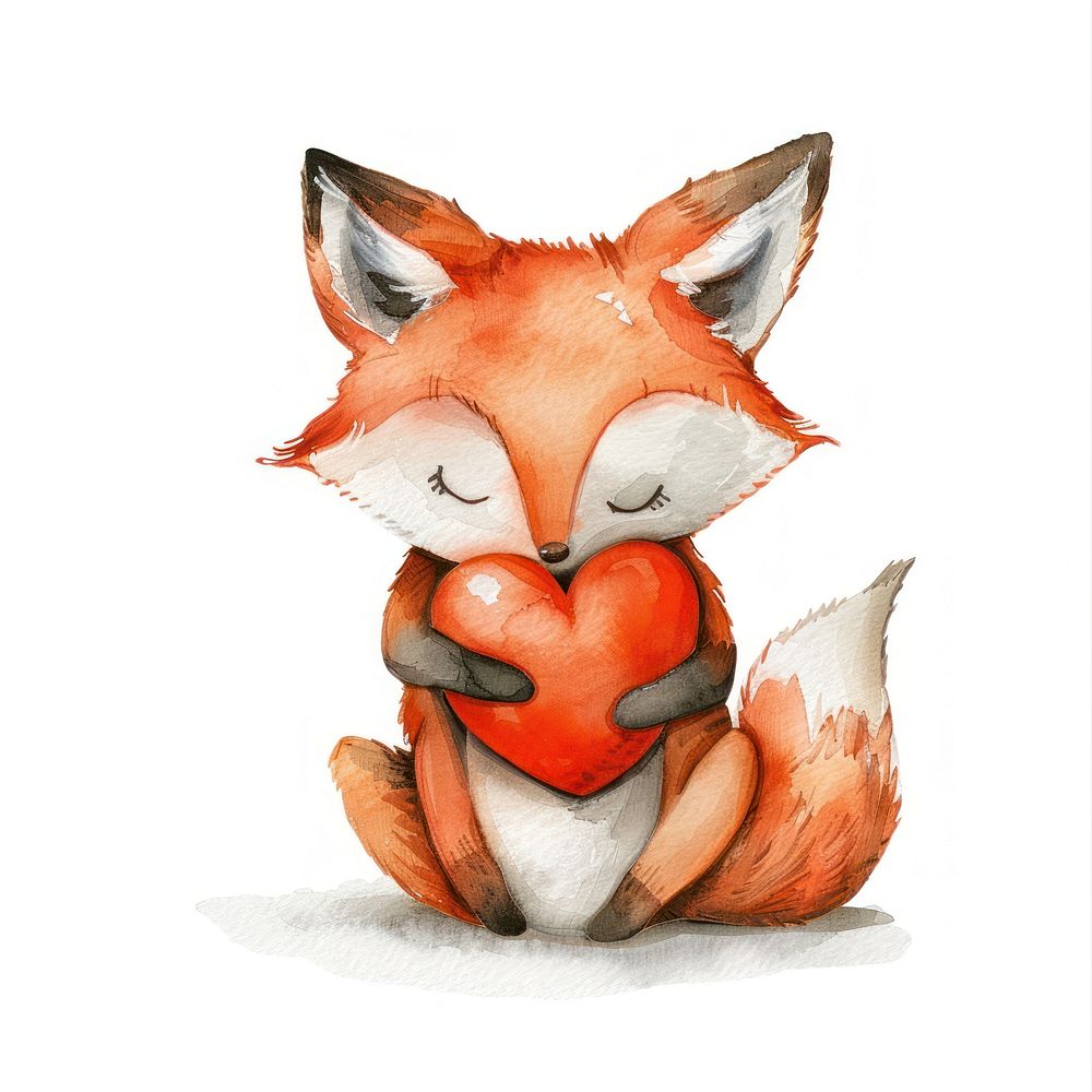 Fox hugging heart animal figurine shark.