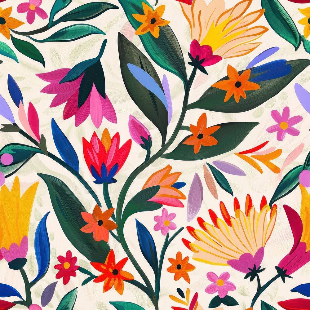 Maxican folk art pattern graphics floral design modern art.
