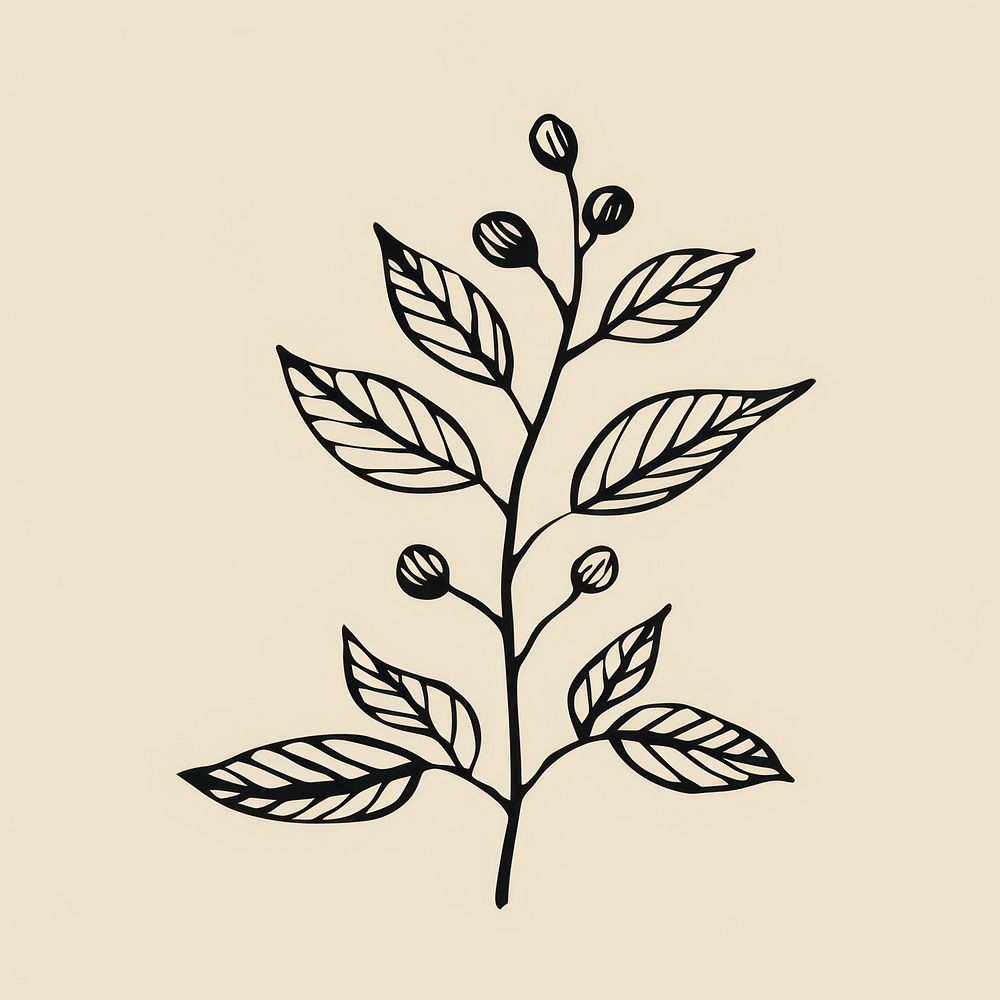 Coffee branch sketch pattern drawing.