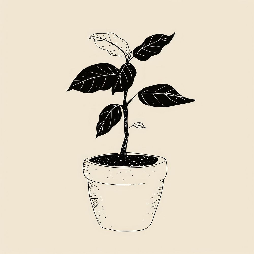 Coffee plant sketch drawing leaf.
