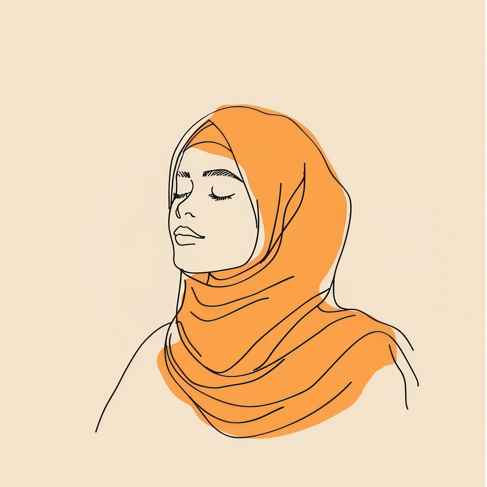 Muslim woman sketch drawing adult.