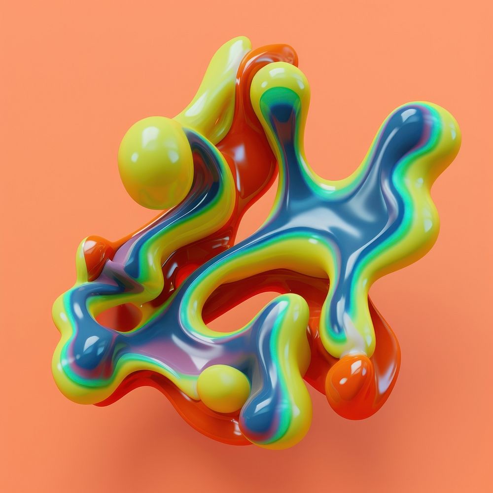 3d render of abstract fluid shape represent of basic shape confectionery balloon ketchup.