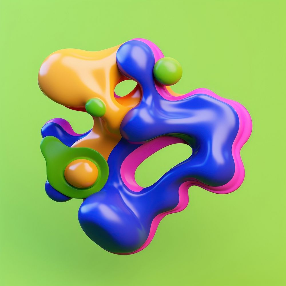 3d render of abstract fluid shape represent of basic shape balloon purple symbol.
