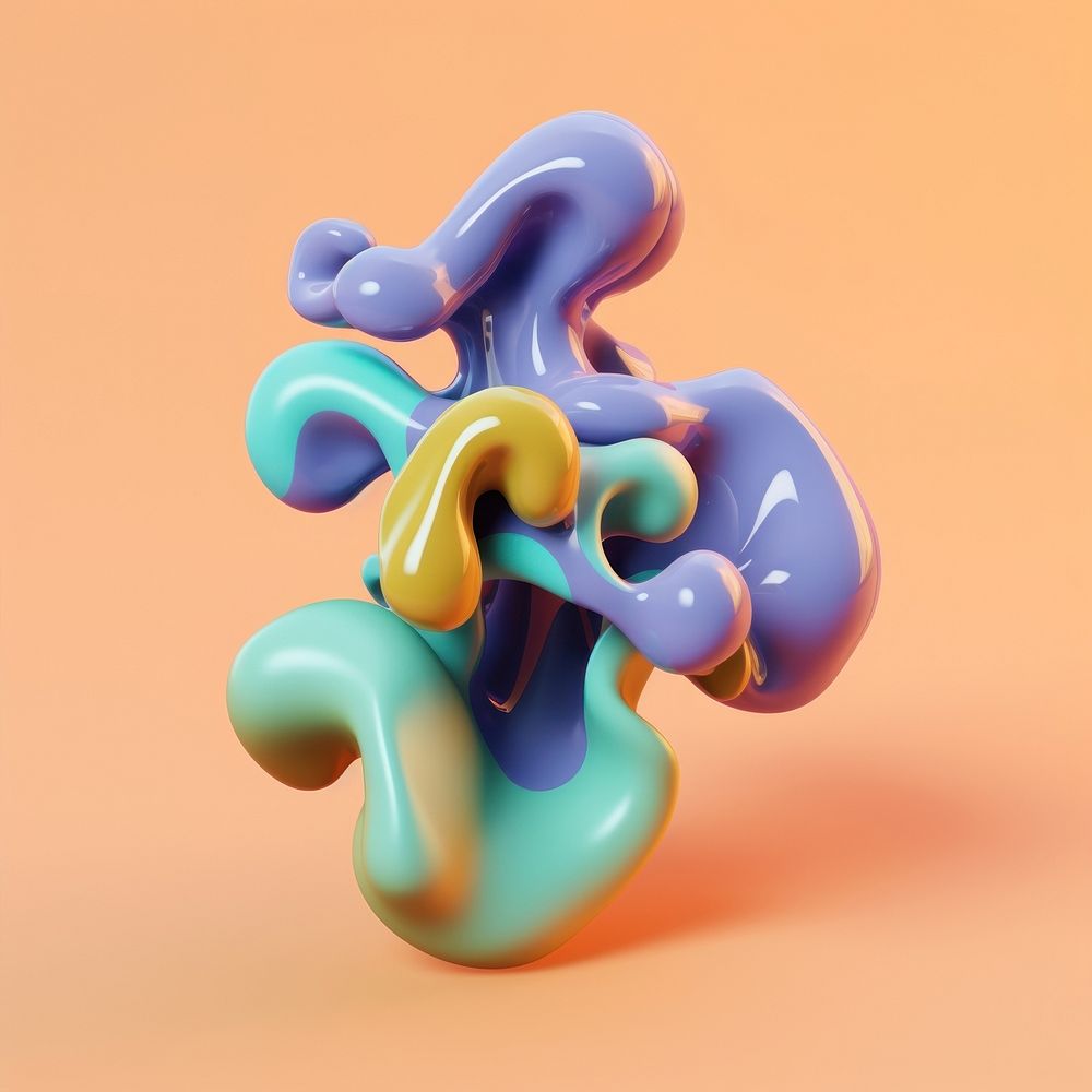 3d render of abstract fluid shape represent of basic shape figurine balloon.