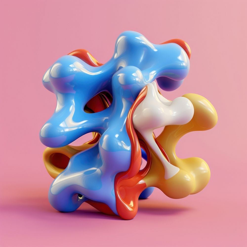 3d render of abstract fluid shape represent of basic shape confectionery figurine balloon.