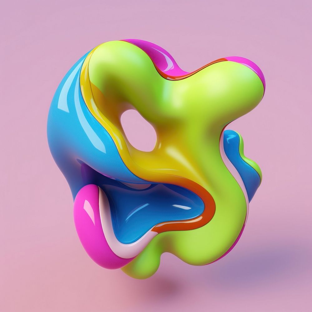 3d render of abstract fluid shape represent of basic shape confectionery balloon cricket.
